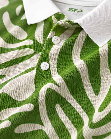 Zebra Foliage Printed Polo Tee #PP175
