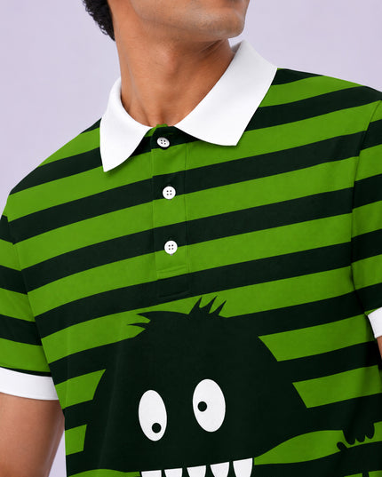 Ghost Striped Printed Polo Tee  #PP147