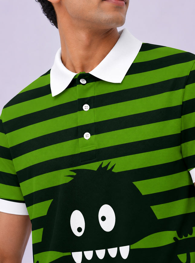 Ghost Striped Printed Polo Tee  #PP147