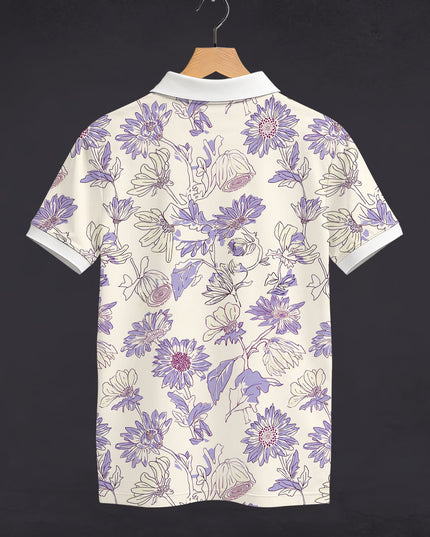 Lavender Bloom Printed Polo T-Shirt #PP186