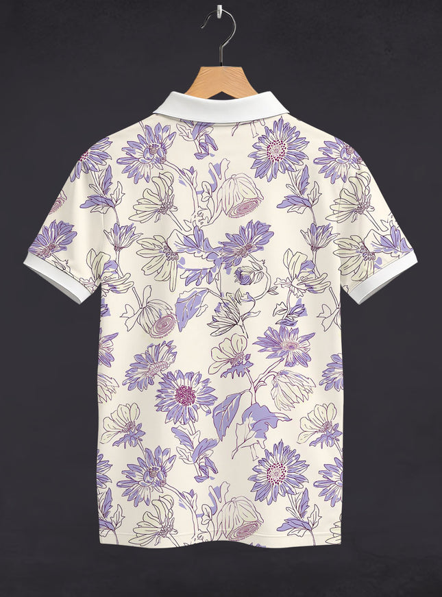 Lavender Bloom Printed Polo T-Shirt #PP186