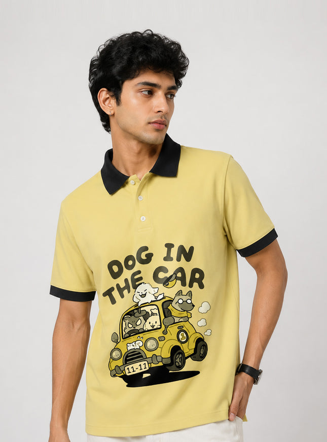 Dog In the Car Printed Polo T-Shirt  #PP151