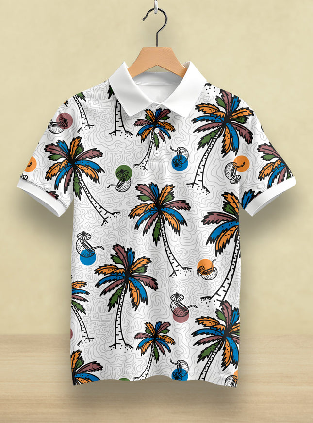 Palm Tree Printed Polo #PP119