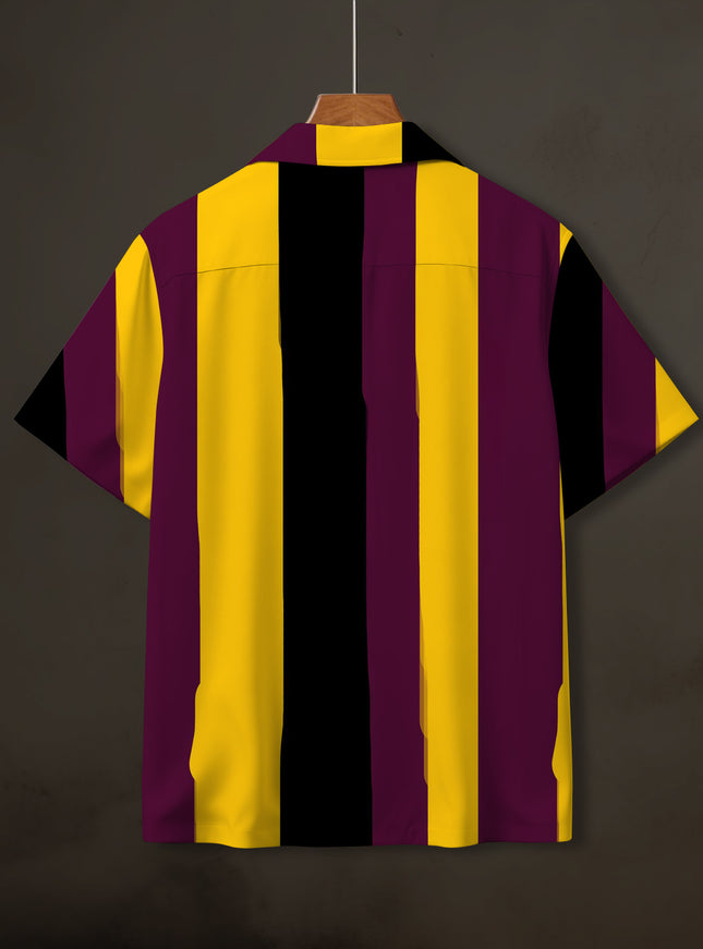 Yellow Black Stripe Printed Shirt