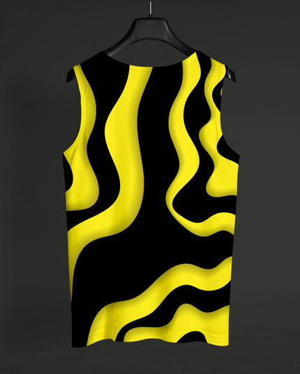 Yellow Black Wave Printed Sando #141