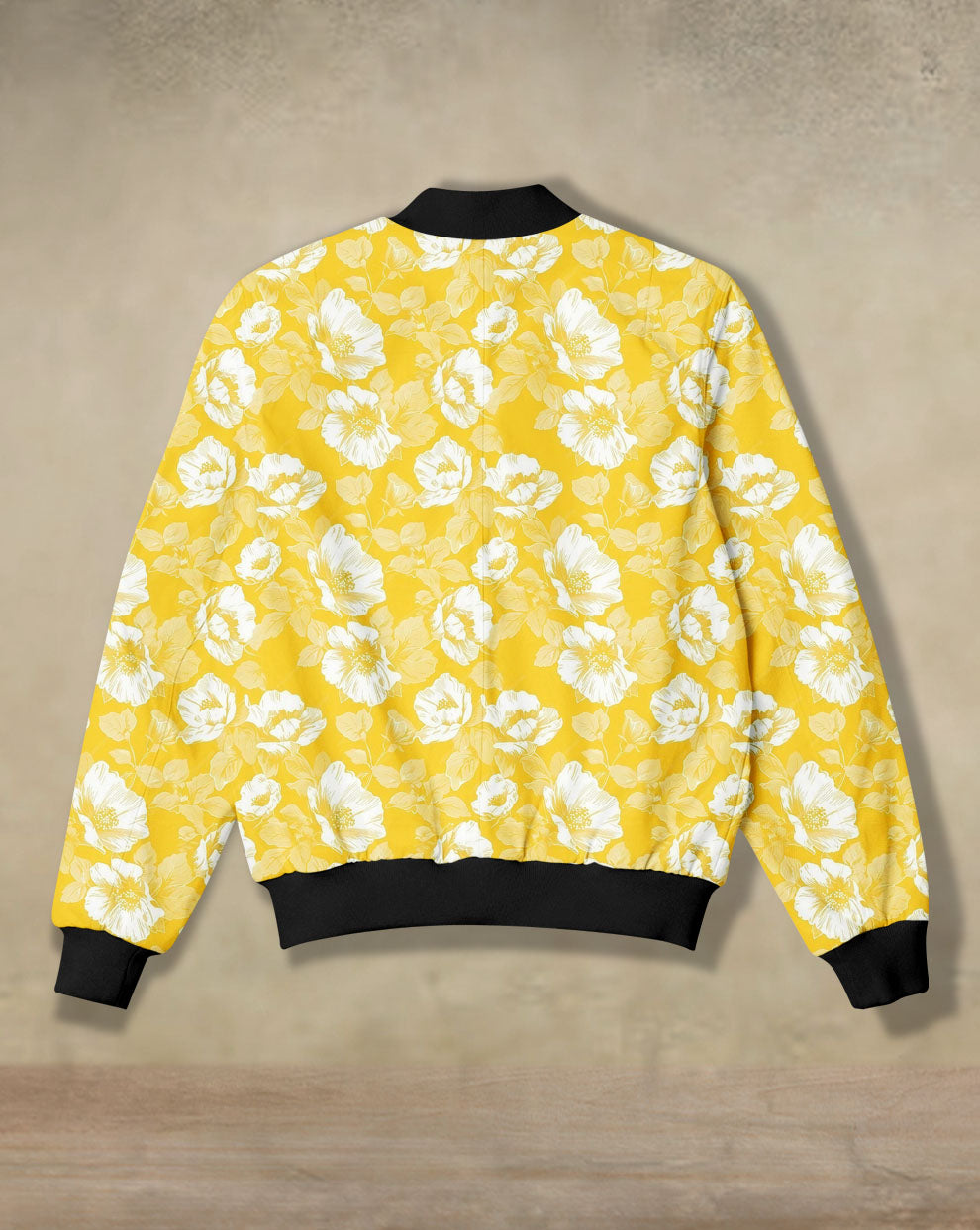 Floral Yellow Printed Bomber Jacket #BJ106