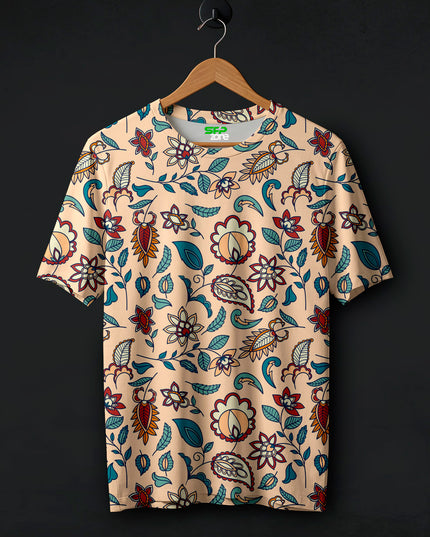 Ethnic Art Flower Print T-Shirt #PT120