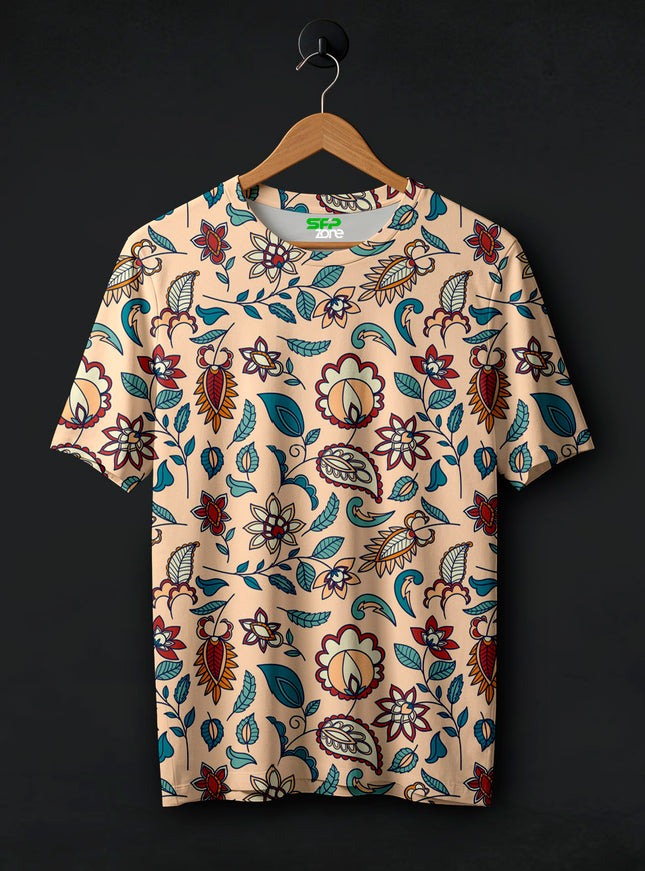 Ethnic Art Flower Print T-Shirt #PT120