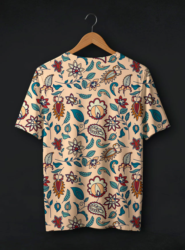Ethnic Art Flower Print T-Shirt #PT120