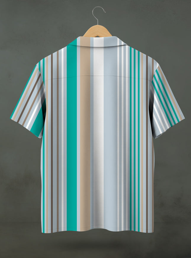 Multicolor Barcode Stripe Printed Shirt