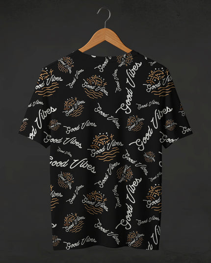 Good Vibes Black Printed T-Shirt #PT182