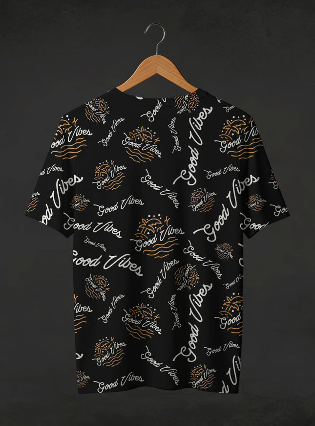 Good Vibes Black Printed T-Shirt #PT182