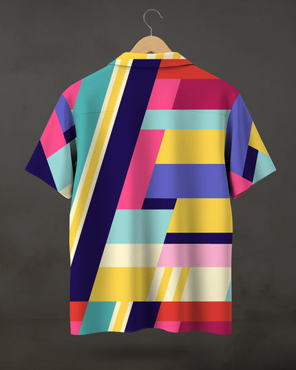 Abstract Colourful Stripes Printed Shirt