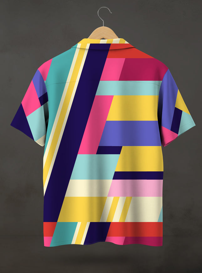 Abstract Colourful Stripes Printed Shirt