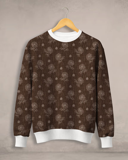 Floral Brown Seamless Printed Sweatshirt #115