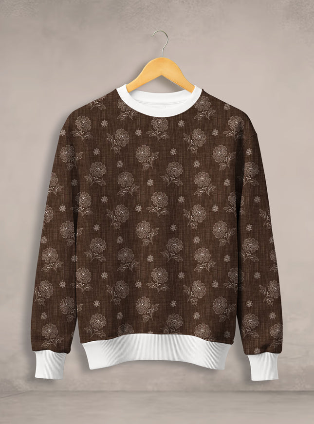 Floral Brown Seamless Printed Sweatshirt #115