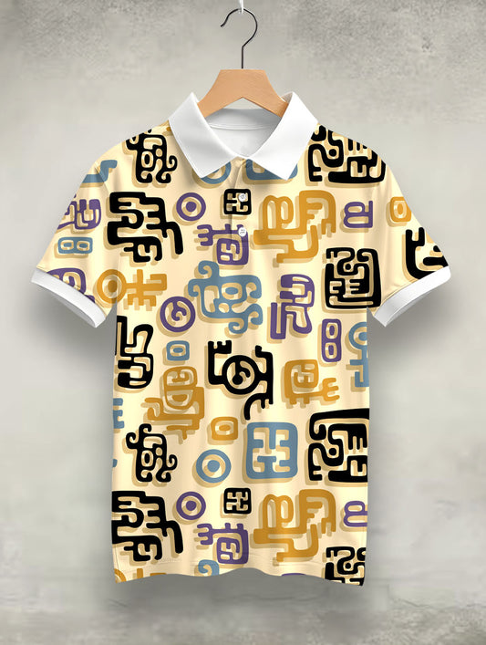 Abstract Doodle Polo T-Shirt  #PP129