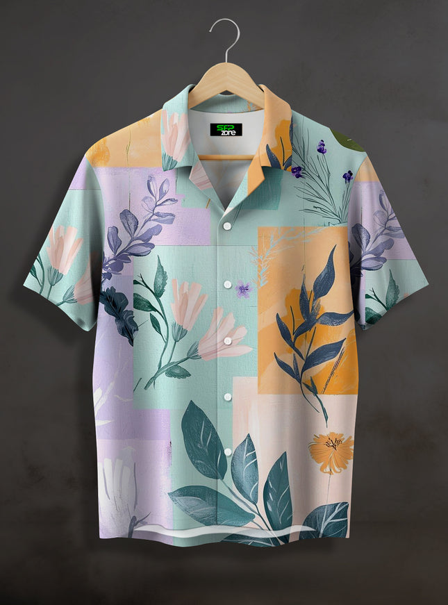 Artistic Floral Collage Printed Shirt