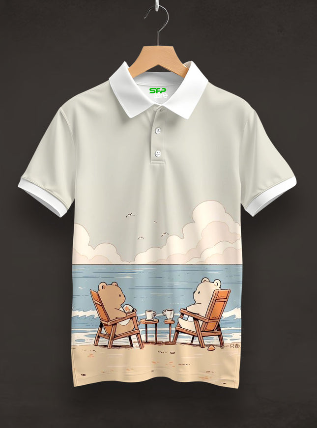 Beach Garden Party Printed Polo T-Shirt #PP193