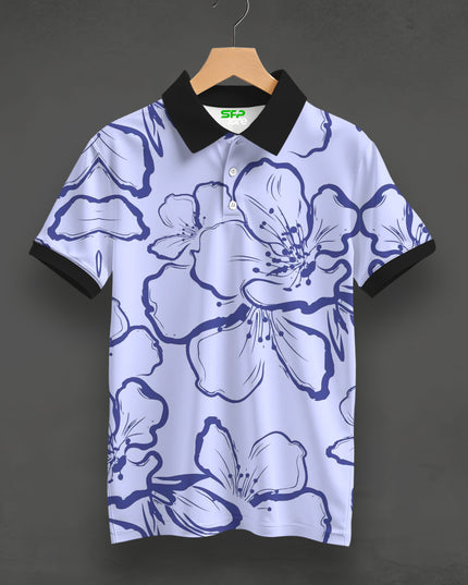 Big Floral Printed Polo Tee #PP153