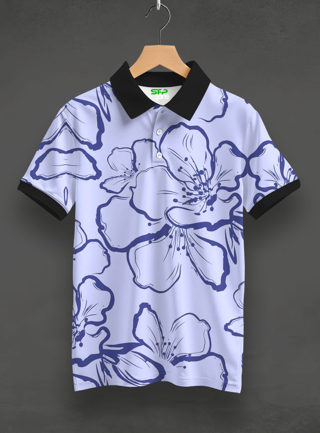 Big Floral Printed Polo Tee #PP153