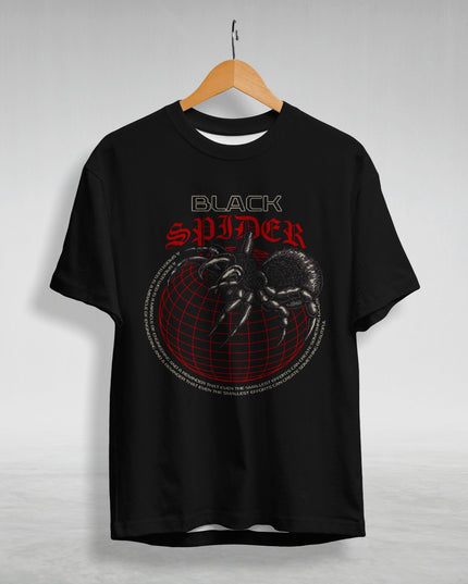 Black Spider Graphic Printed T-Shirt