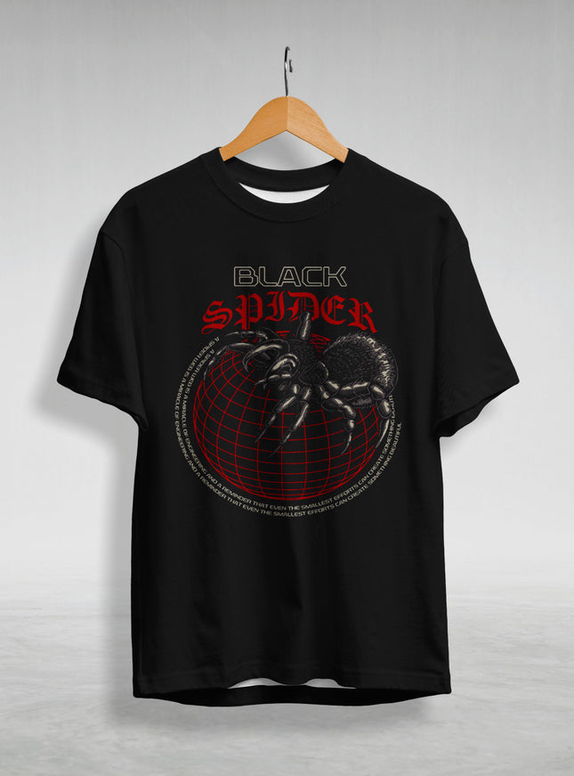 Black Spider Graphic Printed T-Shirt