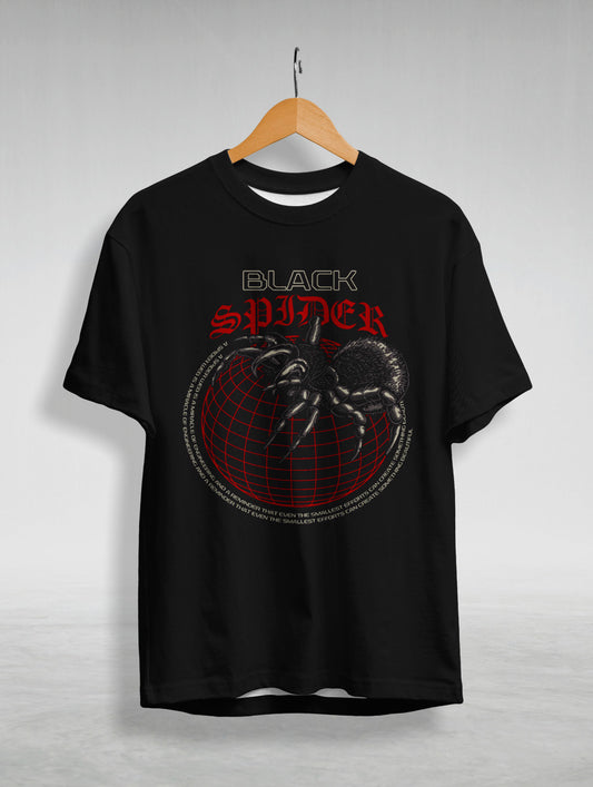 Black Spider Graphic Printed T-Shirt