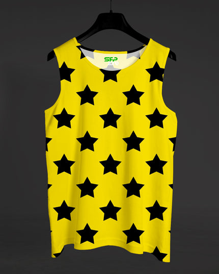 Black Yellow Star Printed Sando #159