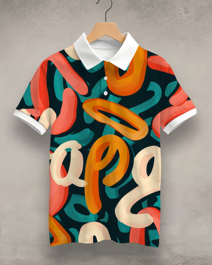 Colourful Typography Polo T-Shirt  #PP128