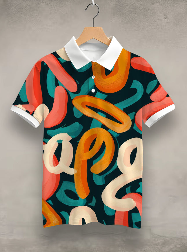 Colourful Typography Polo T-Shirt  #PP128