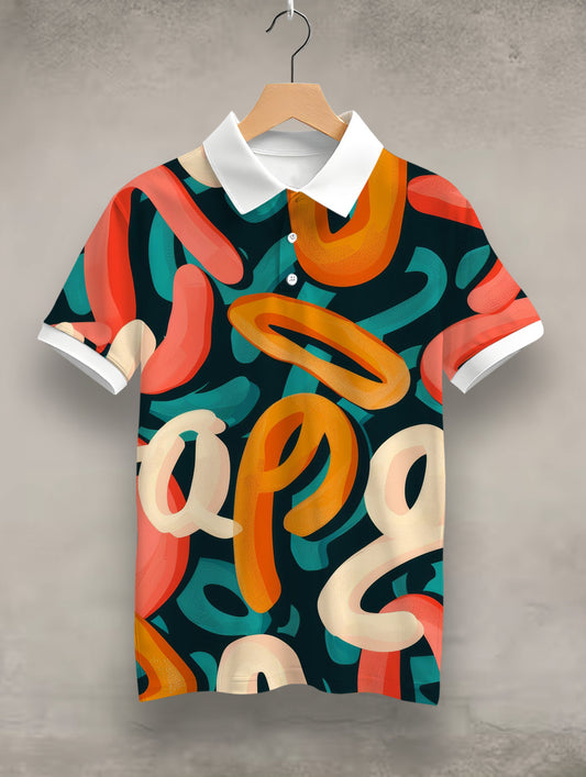 Colourful Typography Polo T-Shirt  #PP128