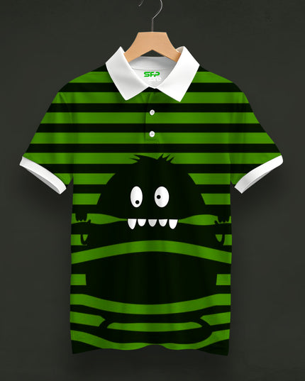 Ghost Striped Printed Polo Tee  #PP147