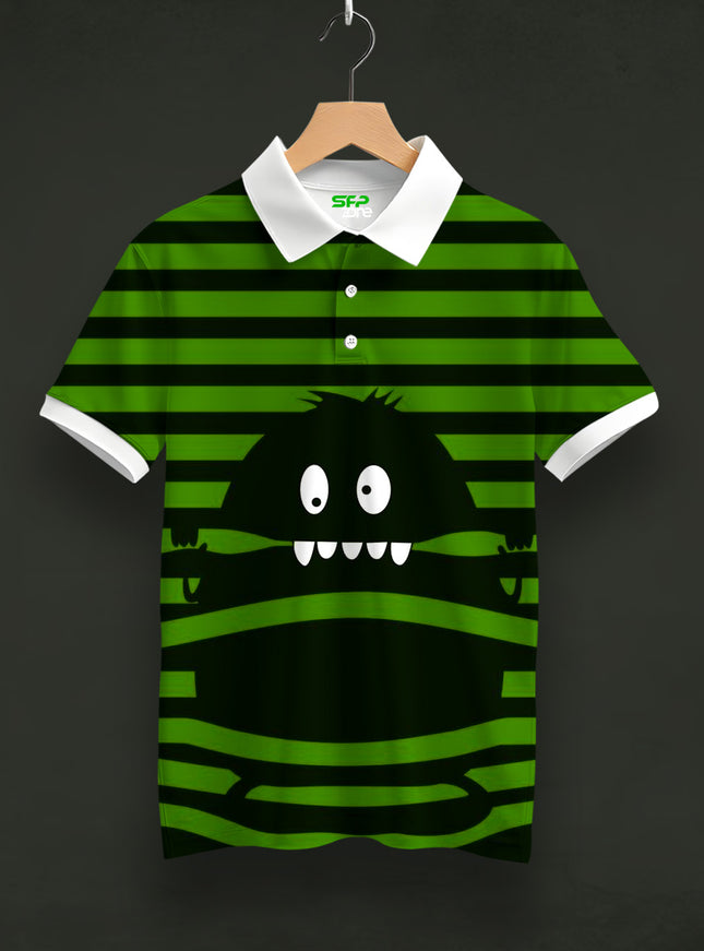 Ghost Striped Printed Polo Tee  #PP147