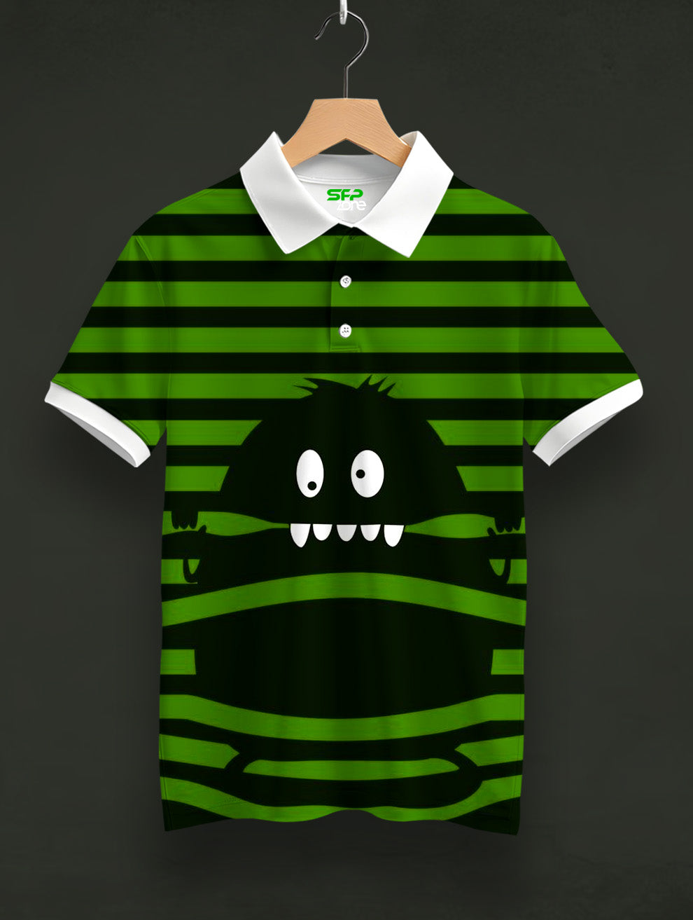 Ghost Striped Printed Polo Tee  #PP147