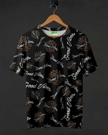 Good Vibes Black Printed T-Shirt #PT182