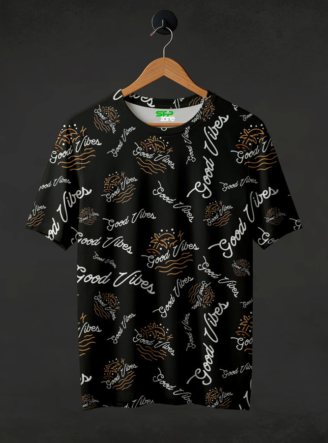 Good Vibes Black Printed T-Shirt #PT182