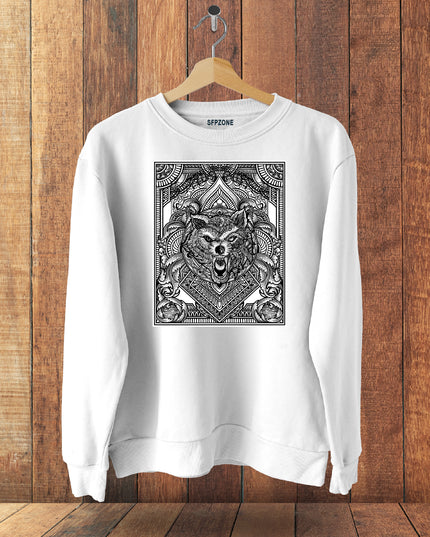 Half Wolf Print Cotton Sweatshirts #104
