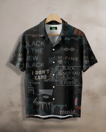 I Don't Care Black Printed Shirt