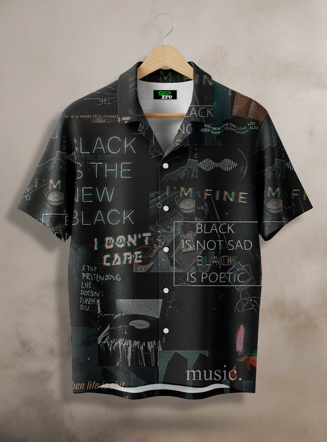 I Don't Care Black Printed Shirt