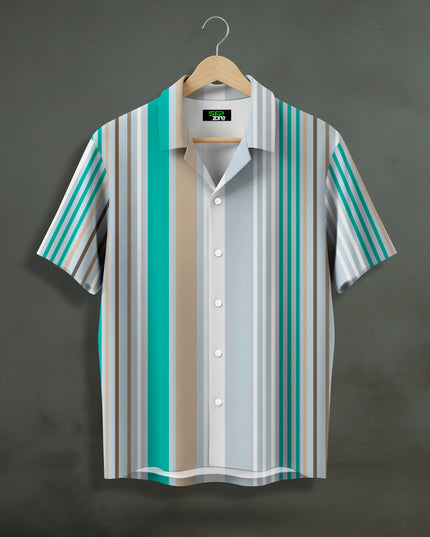 Multicolor Barcode Stripe Printed Shirt