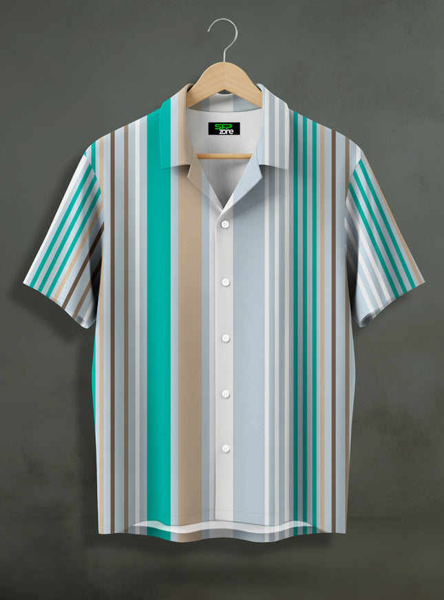 Multicolor Barcode Stripe Printed Shirt