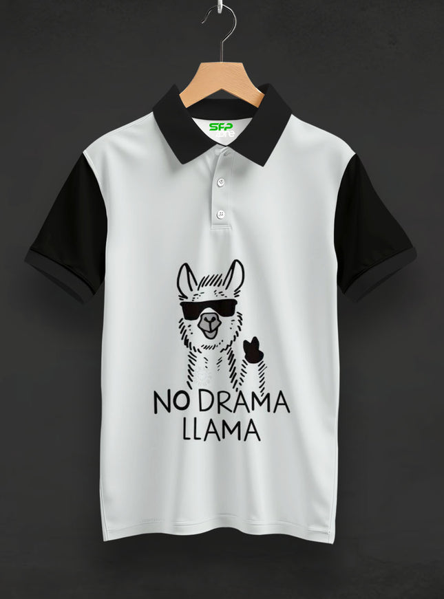 No Drama LLama Printed Polo T-Shirt #PP185