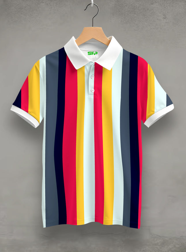 Rainbow Stripe Printed Polo T-Shirt #PP181