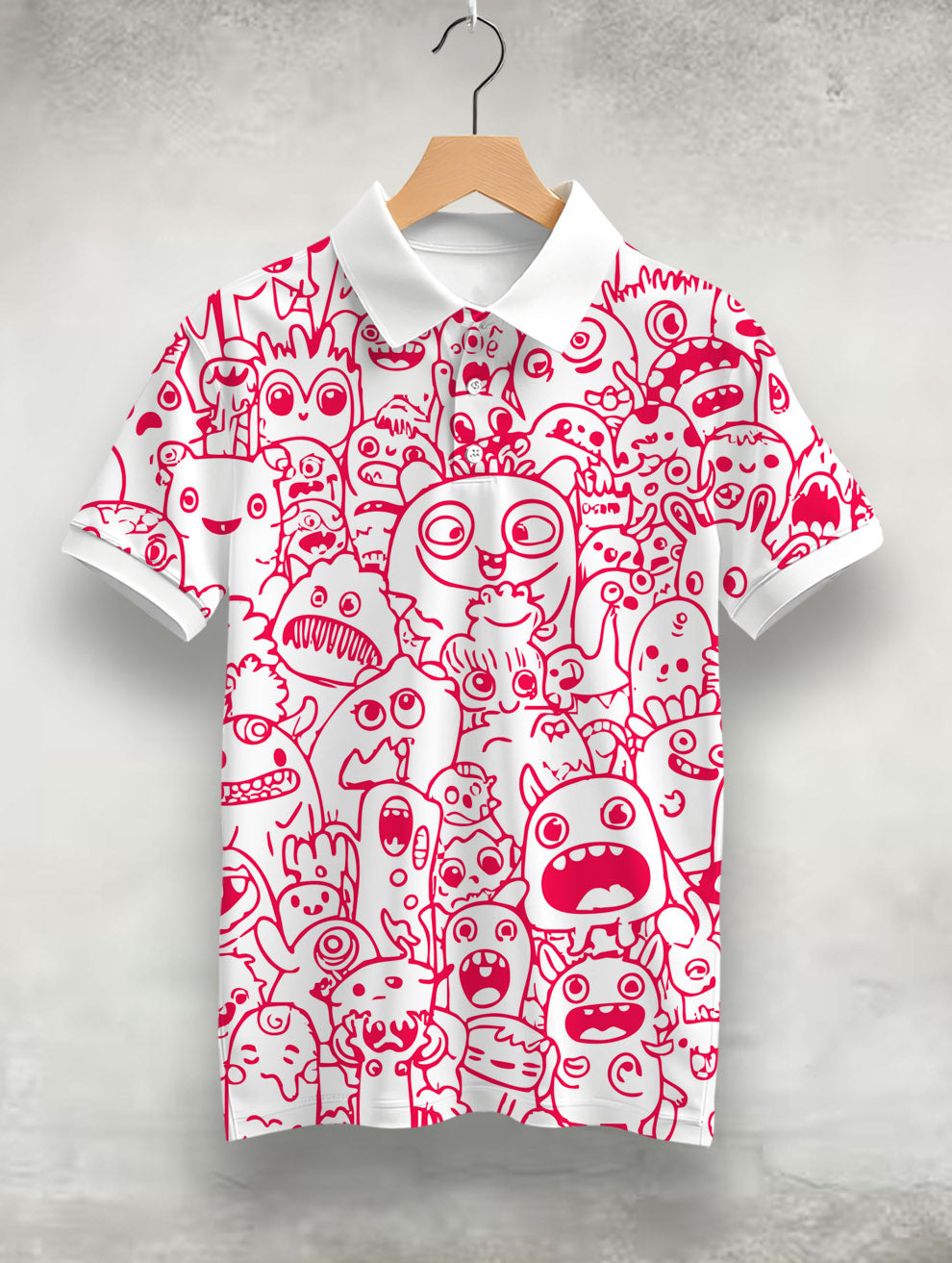Red Doodle Printed Polo T-Shirt  #PP130