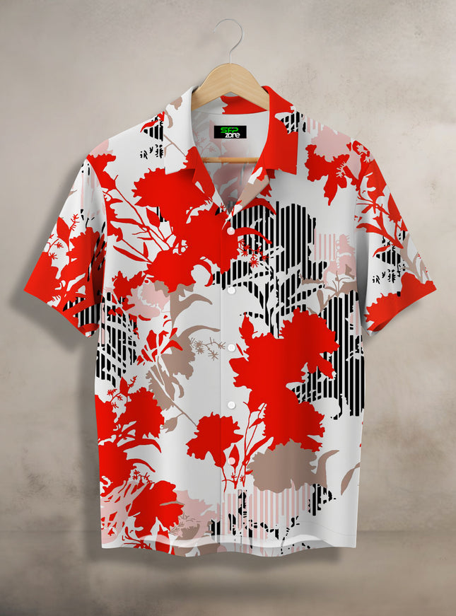 Red Floral Art Printed Shirt