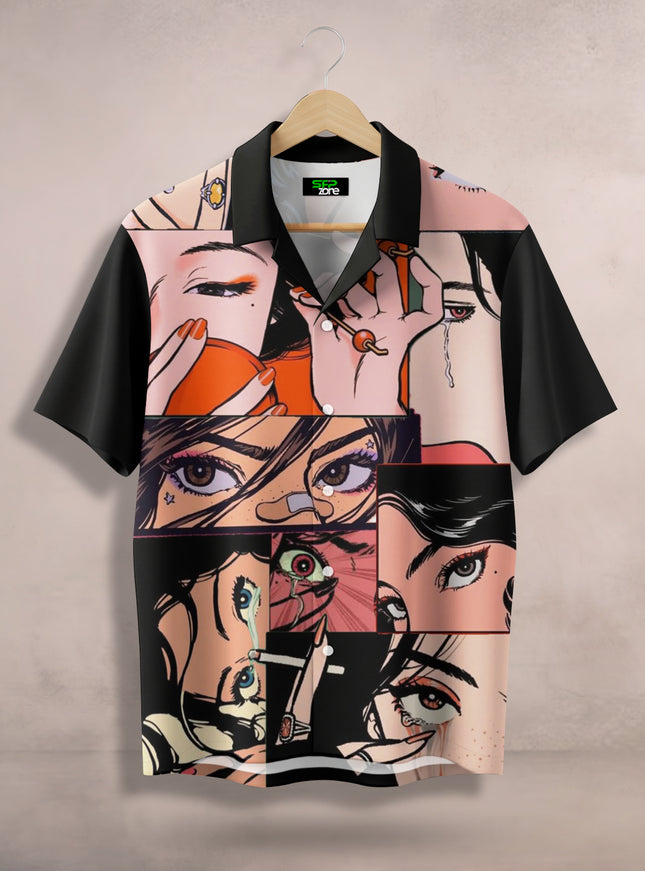 Sad Girl Comic Print Shirt