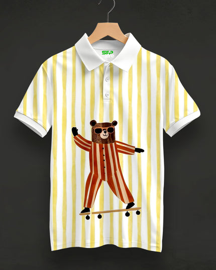 Skating Bear Printed Polo T-Shirt #PP179