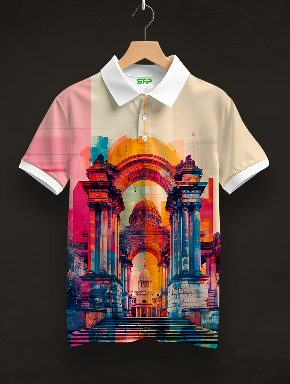 Structural Printed Polo Tee  #PP134