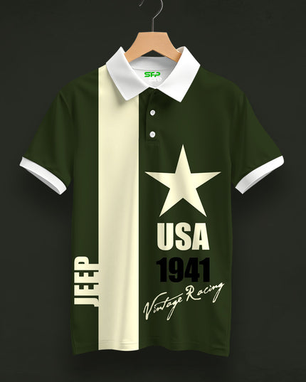USA 1841 Printed Polo Tee  #PP131